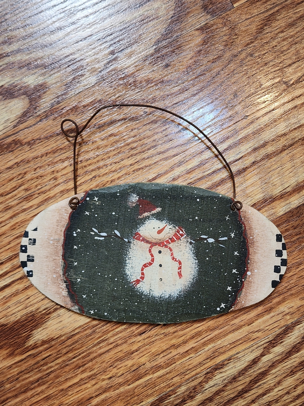 Snowman Wood Ornament – Holiday Wall Hanging Primative Rustic Decor